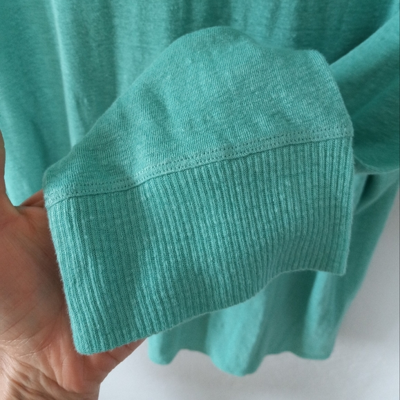 Eileen Fisher 100% Organic Linen Scoop Neck Pocket Sweater In Seafoam L - Picture 5 of 13